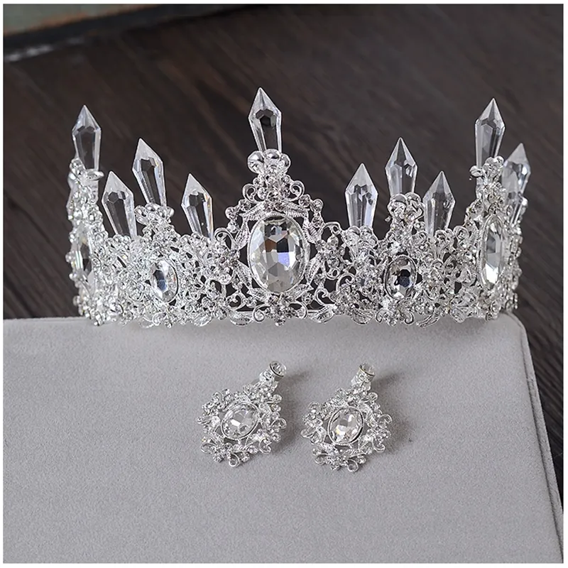 Clear Ice Queen Crown Tiara Rhinestone Pearl Hairwear for  display picture 3