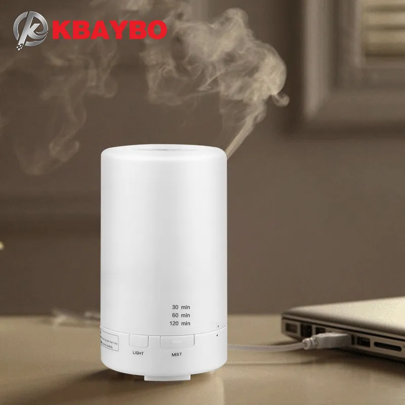 KBaybo 50ml 초음파 USB 디퓨저 공기 가습기 에센셜 오일 디퓨저 아로마 테라피 자동차 디퓨저 가습기 7 색 LED 빛 Y200416