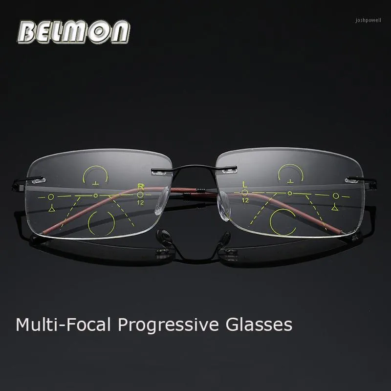 Solglasögon Belmon Multi-Focal Progressive Reading Glasses Män Kvinnor Rimlösa Presbyopic Male Diopter Eyeglasses + 1,0 + 1,5 + 2,0 + 2,5 + 3,0 rs7921