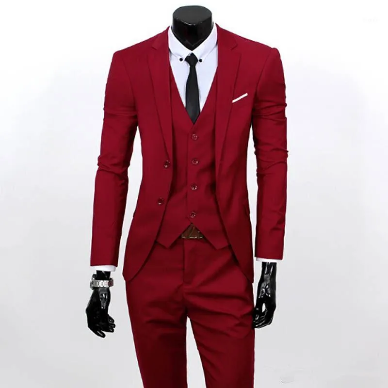 Męskie Garnitury Blazers Mężczyźni 3 Sztuka Zestaw Kurtka + Spodnie + Kamizelka Marka Kostium Odzież Formalna Sukienka Wedding Suit dla Homme Groom Business Tuxedos 1