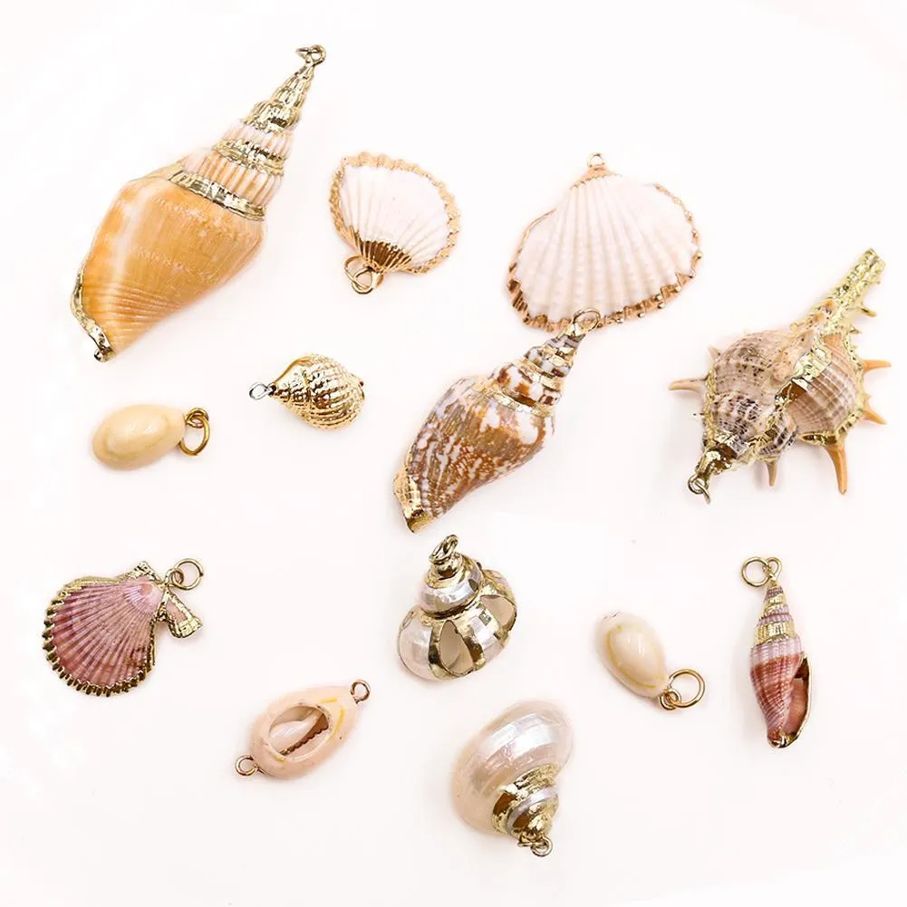 13pcs Fashion Boho Conch Muschel Halskette GOLD KEINE HALSE KEINE HALKSEINEN PENZEN FÜR Women DIY Schmuckzubehör H jllgiq