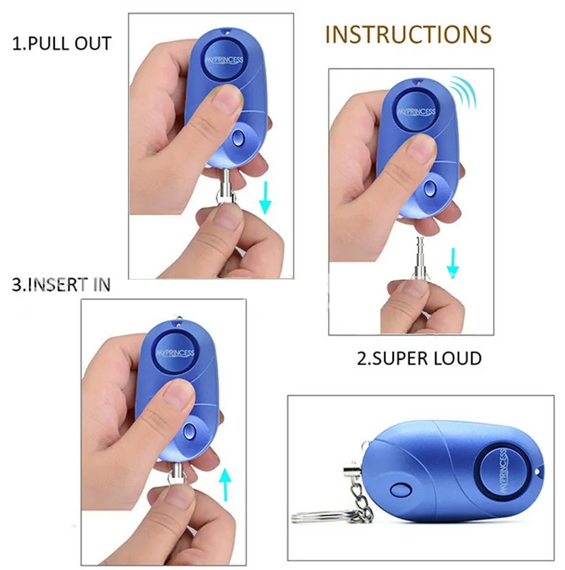 Personliga larm Bell Tama Loud Safe Stable 130 Decibel Mini Portable Keychain Larm för tjej Kvinnor Gammal Man