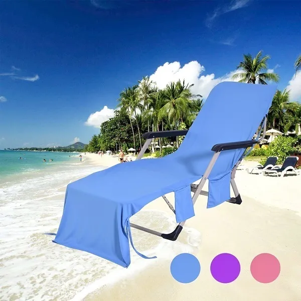 Surwin Housse De Chaise Longue De Plage 75x210cm - Serviette Avec Poches - Flamant Rose