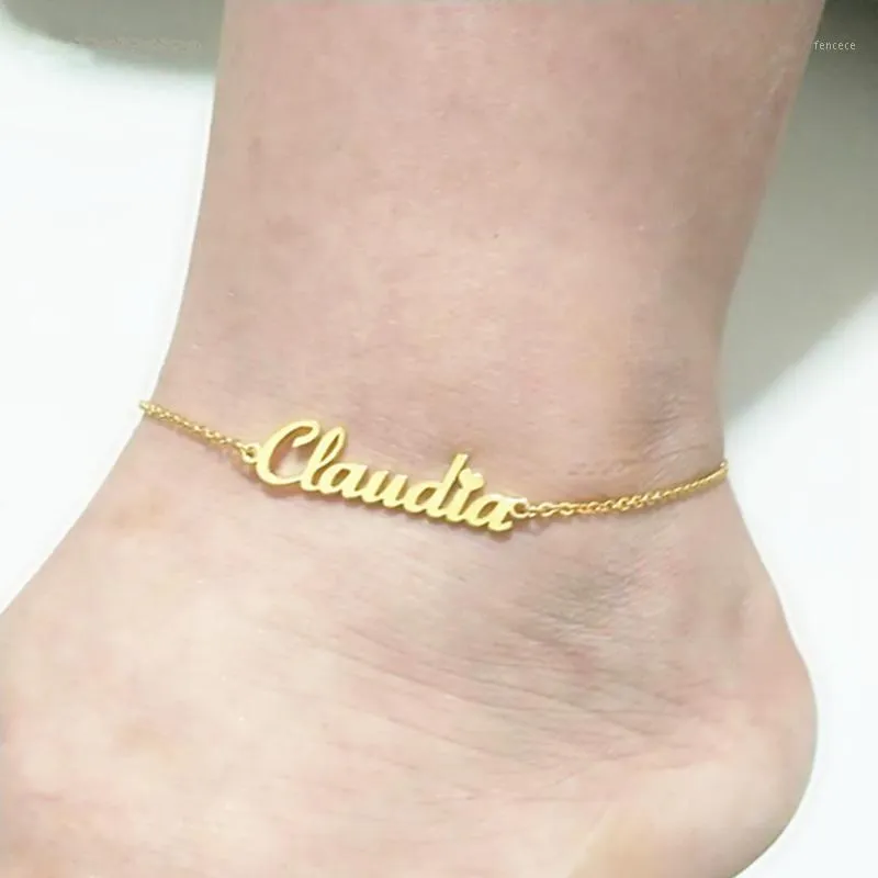 Fußkettchen Benutzerdefinierter Name Fußkettchen Personalisierter Schmuck Maßgeschneiderter Edelstahl Enkelbandje Roségoldfarbenes Namensschild Fußkettchen Cheville1