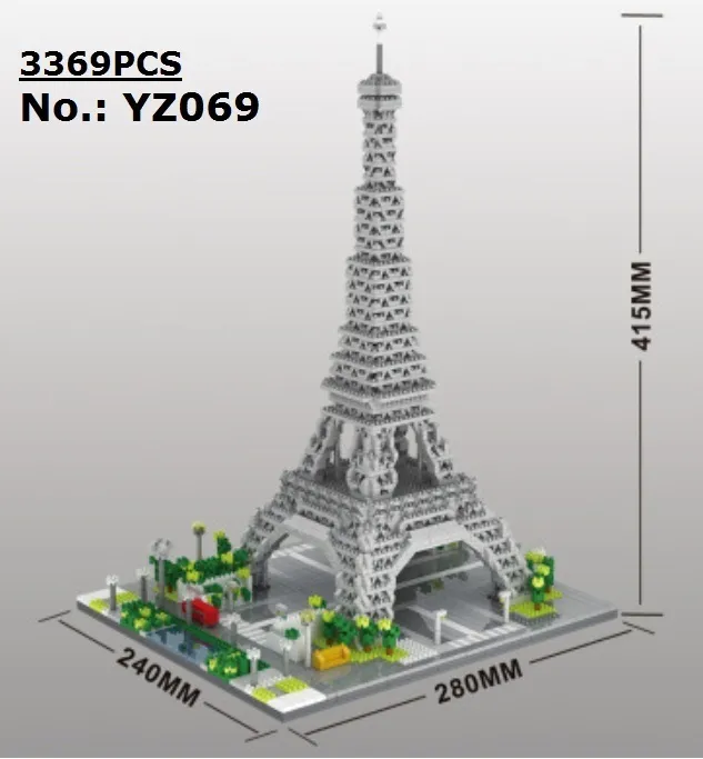 YZミニブロックアーキテクチャPisa World Landmark Blicks Louvre Kids Toys Eiffel Tower Model Castle for Children Gifts LJ200928