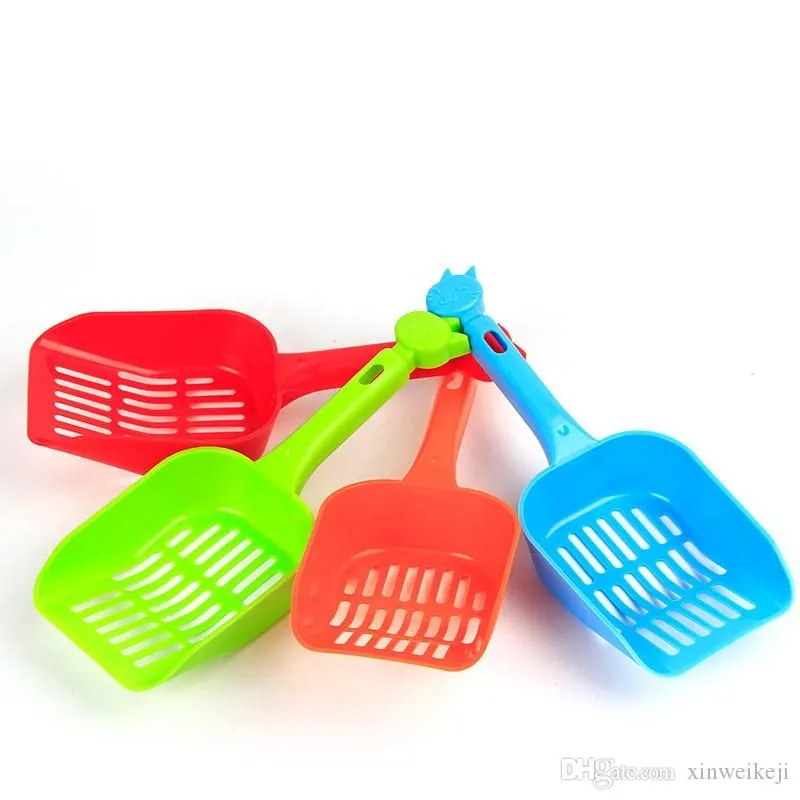 Plastic Pet Fecal groomings Cleaning Spade Multi Color With Handle Cat Litter Shovel Durable Thicken Pets Supplies