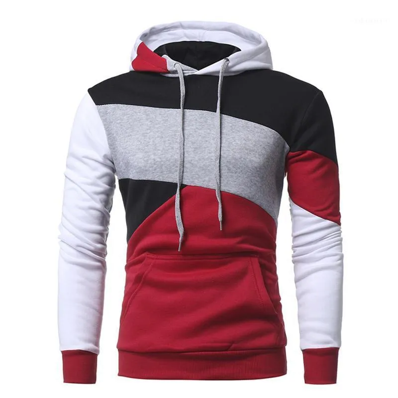 Spaccature da uomo Casual Slim Colore Slim abbinata a maniche lunghe con cappuccio con cappuccio con cappuccio abbigliamento sportivo plus 20201