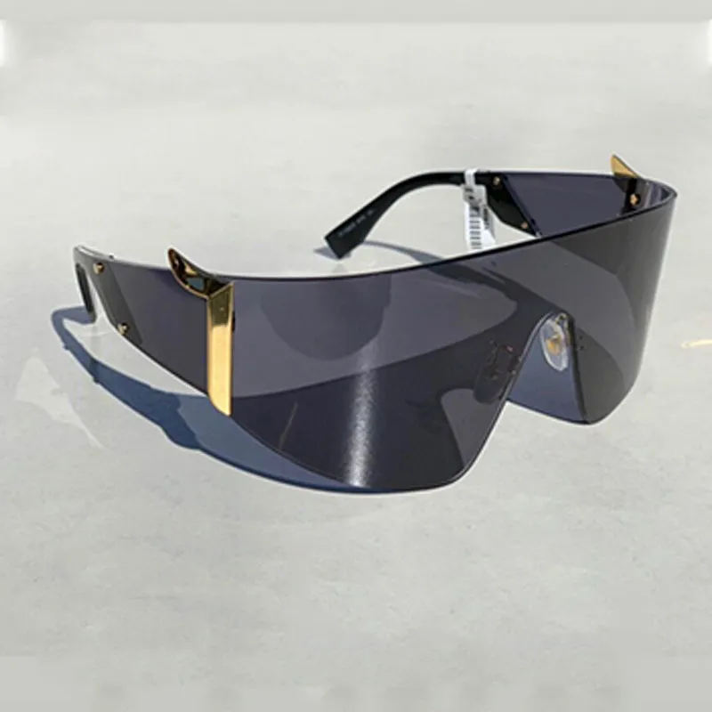 Curved One Piece Lens Womens Sunglasses Windproof Mirror Ladies Classic Rimless Lary Glasses With Gold Chain Summer Style UV400 Black Pink Couples Options 0382S From Fashion glass7 44.21 DHgate.Com