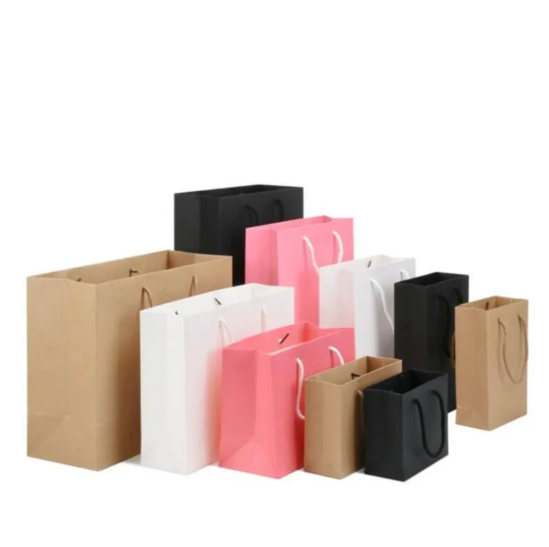 Sac à provisions en papier recyclable boutique magasin emballage sacs vêtements cadeaux emballage en carton pochette recyclable avec poignée 18 tailles