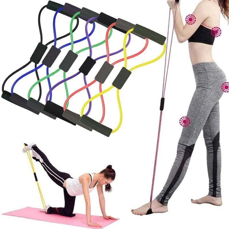 Motståndsband 8 Word Rope Sports Exercise Workout EquipmentRubber Yoga Fitness Bröst Expander Trainers Core Slid Gliding