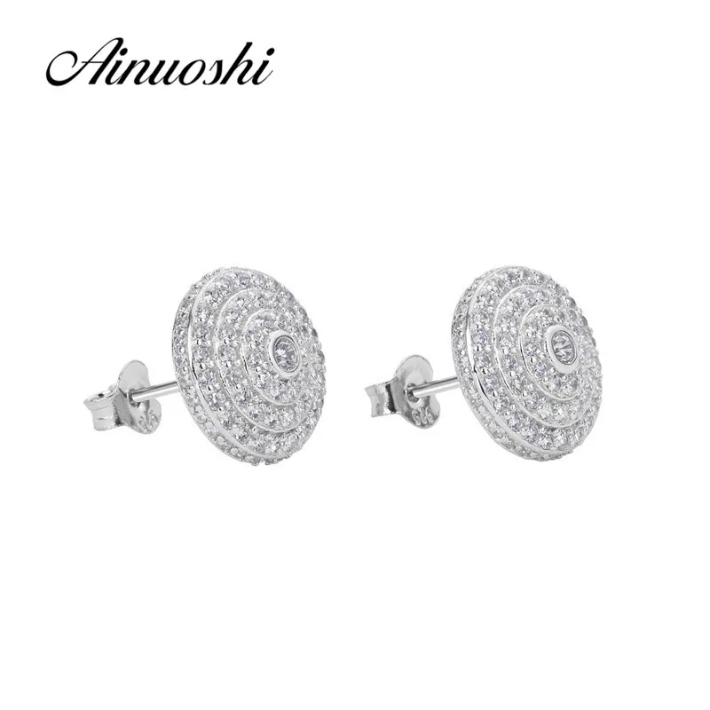 Ainuoshi 925 Srebrny kolczyki Srebrny Kodeking Wedding Halo Silver Stud Colering Lover Biżuter Prezent Pendientes Plata de Ley 925 Mujer Y200107