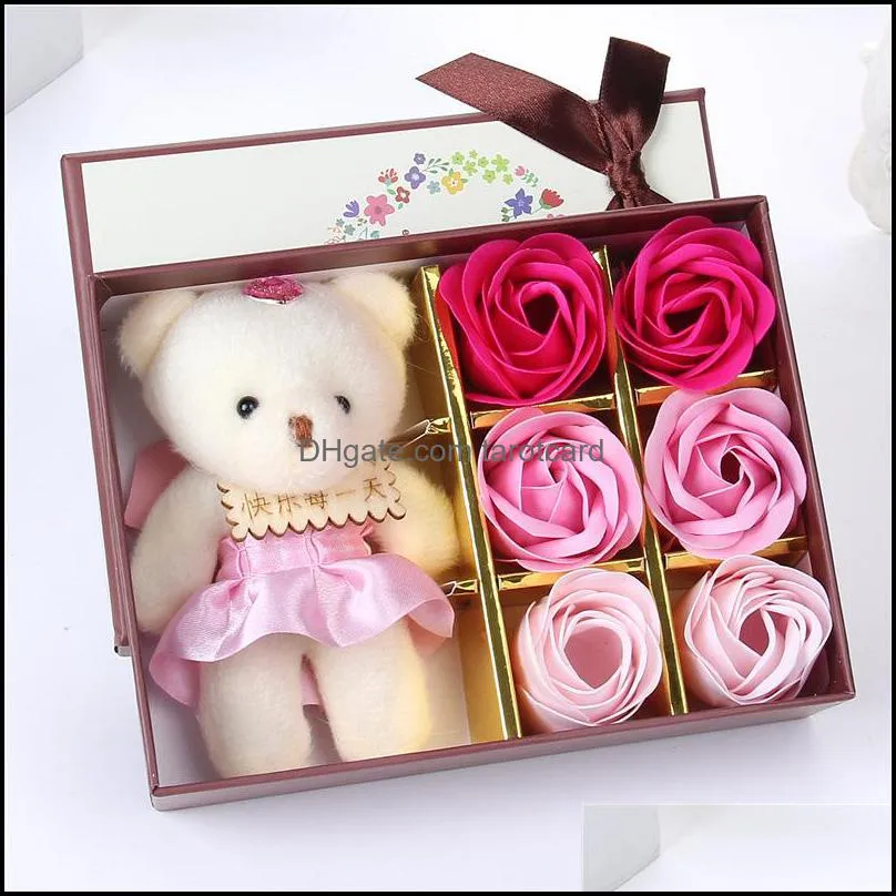 Lovely Soap Flower Originality Cute Bear Rose Woman Man Fashion Accesories Soap Flowers Valentines Day Gift Home Supplies