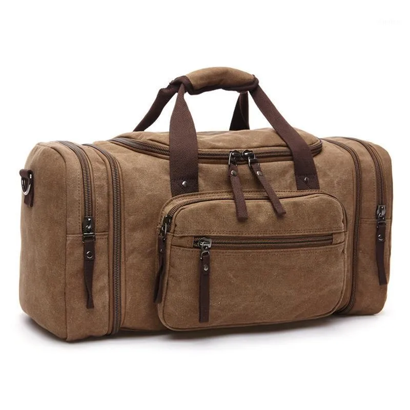 Duffel Bags Men Travel Bag Canvas Многофункциональная кожаная переноска на багаж