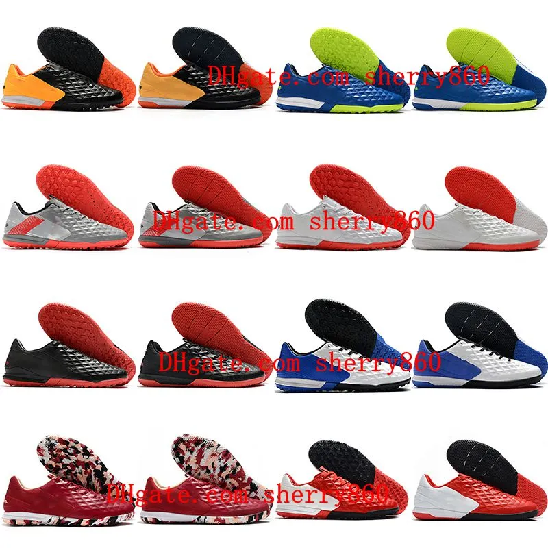 2021 Quality Mens Fotbollskor Tiempo Lunar Legend VIII PRO IC TF Indoor Turf Cleats Football Boots Scarpe Calcio