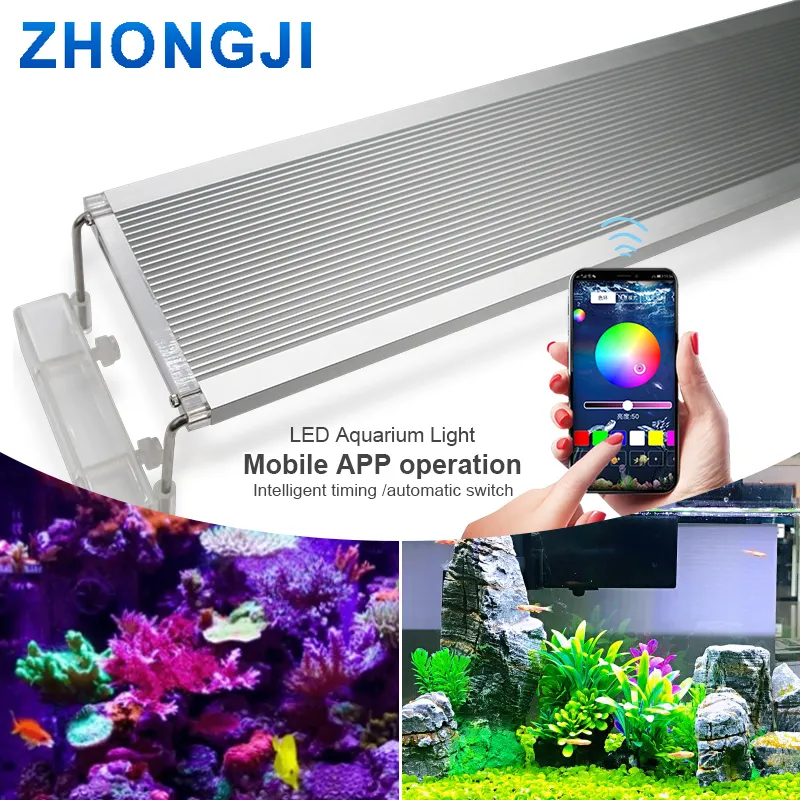 ZHONGJI Marine Aquarium Light Bracket RGB Lámpara LED Para Acuario  Iluminación LED Fish Tank Luces LED Lámpara De Acuario 30 Cm 60 Cm 70 Cm  Y200922 De 54,29 €