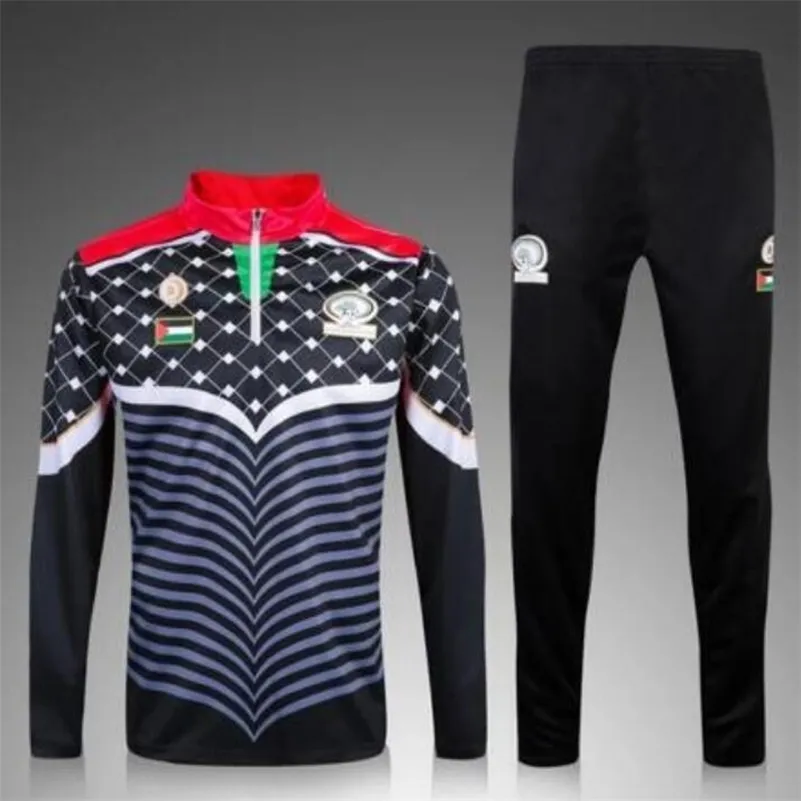 Thaise Kwaliteit Voor Survetement Palestino Zwart Sweatshirt Maillot De Foot Palestina Futbol Camisa Trainingspak Running Sets 201207