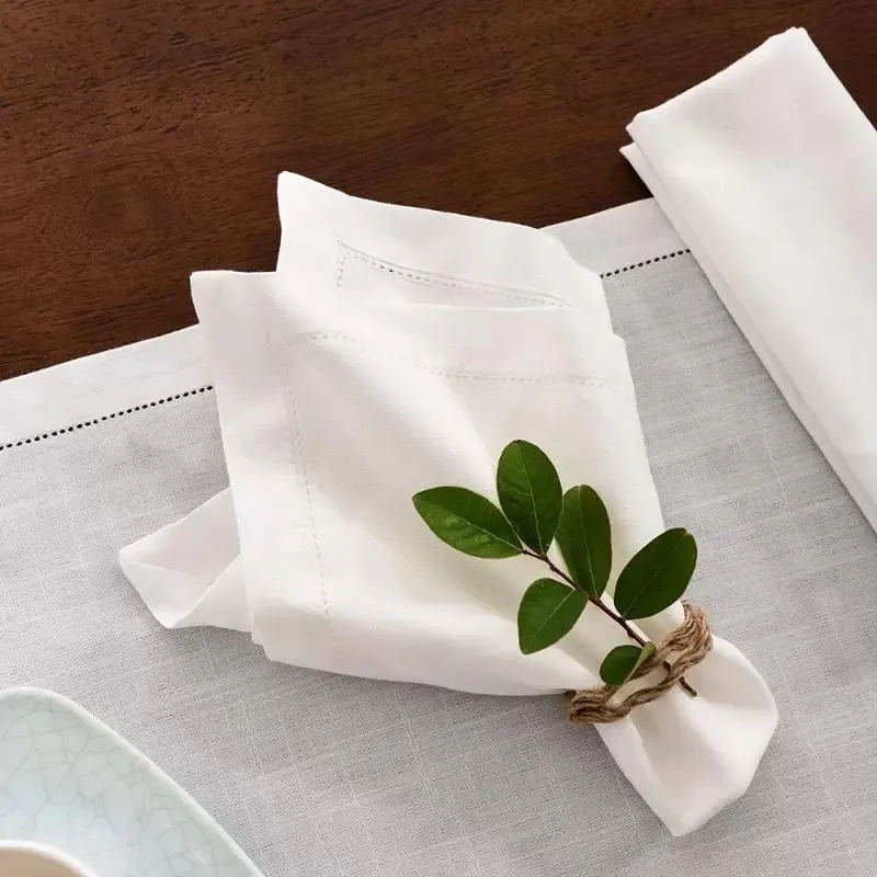 Serviette de table 12 pièces serviettes mariage fête dîner tissu blanc Restaurant maison coton lin mouchoir