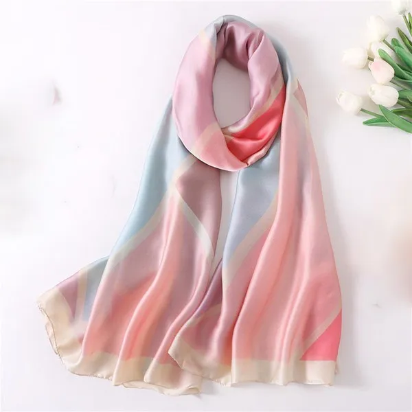 2020 nouveau solide plaid soie écharpe femmes long cou foulards grande dame foulard bandana hiver écharpe hijab châles et enveloppements