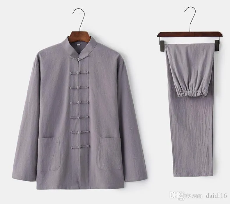 Traditional China Costume Tangzhuang Kung Fu Long Sleeve Jacket Suits Shirt Outf
