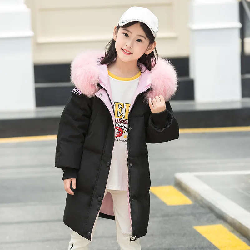 Girls Warm Winter Down Jacket, Thicken Long Coat for Age 5-14