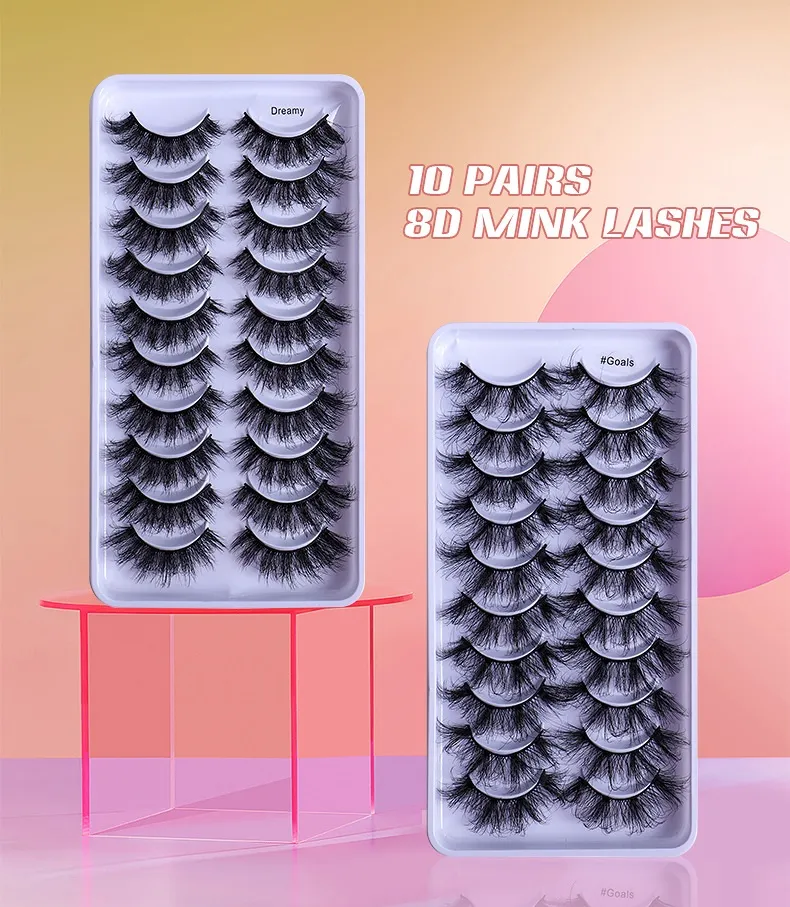 Ręcznie wykonane wielokrotnego użytku Curling Up Grube Norek Fake Eyelaski Soft Vivid Natural Long 3D False Lashes Extensions Full Strip 6 Model DHL