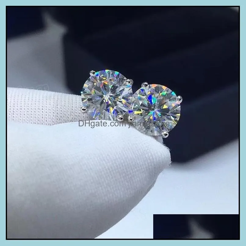 Stud S925 Sterling Silver D Color VVS Four Moissanite Diamond Earring Passed Test Women Anniversary Party Jewelry Gifts