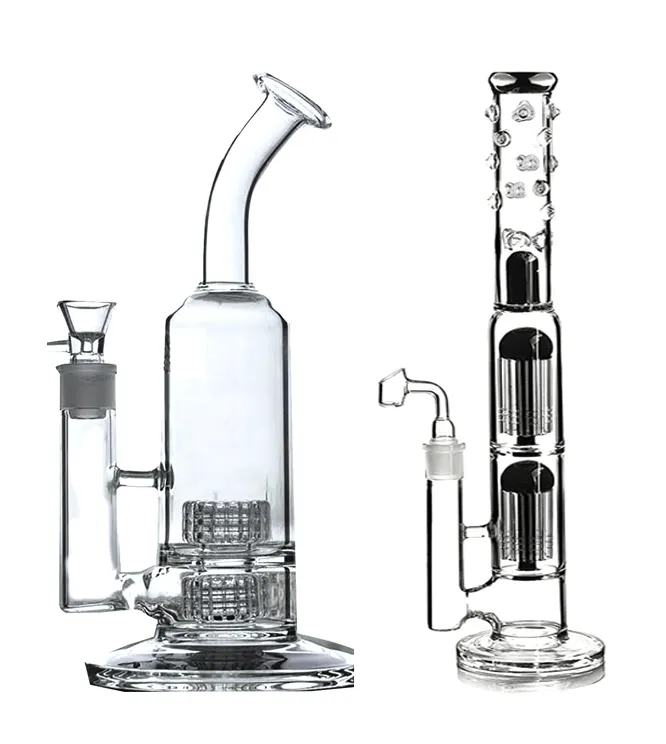 Hookahs Big Tube Glass BongsダブルアームツリーPercオイルDABリグ