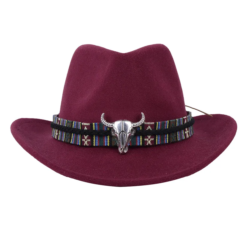 New Amazon cow head woolen western cowboy hat ethnic style male and female couple hat GXY007