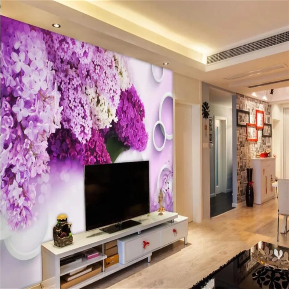 Benutzerdefinierte Tapete 3d Stereo Foto Wandbild Kreis Schöne träumige Blume TV Hintergrund Wand Papier Wandbilder