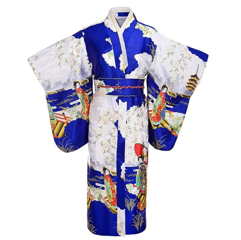 Japanese Traditional Womens Kimono Robe with Belt Satin Polyester One Size  Pink White Black from Dhgate Ethnic Clothing - price 39.79