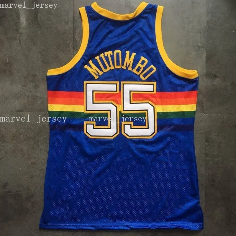 Szyte Niestandardowe 55 Mutombo Rainbow Haft Kobiety Młodzież Męskie Koszulki Koszykówka XS-6XL NCAA