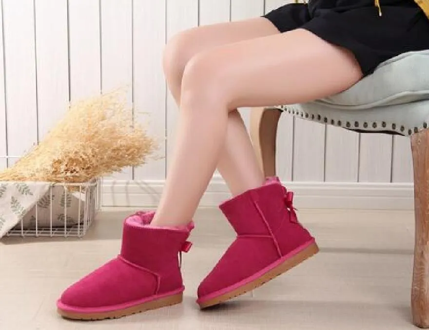 2022 Hot sell AUS U5062 Ankle 1 Bow women snow boots bowknot keep warm Genuine Leather Sheepskin boots Christmas birthday gifts U5062G