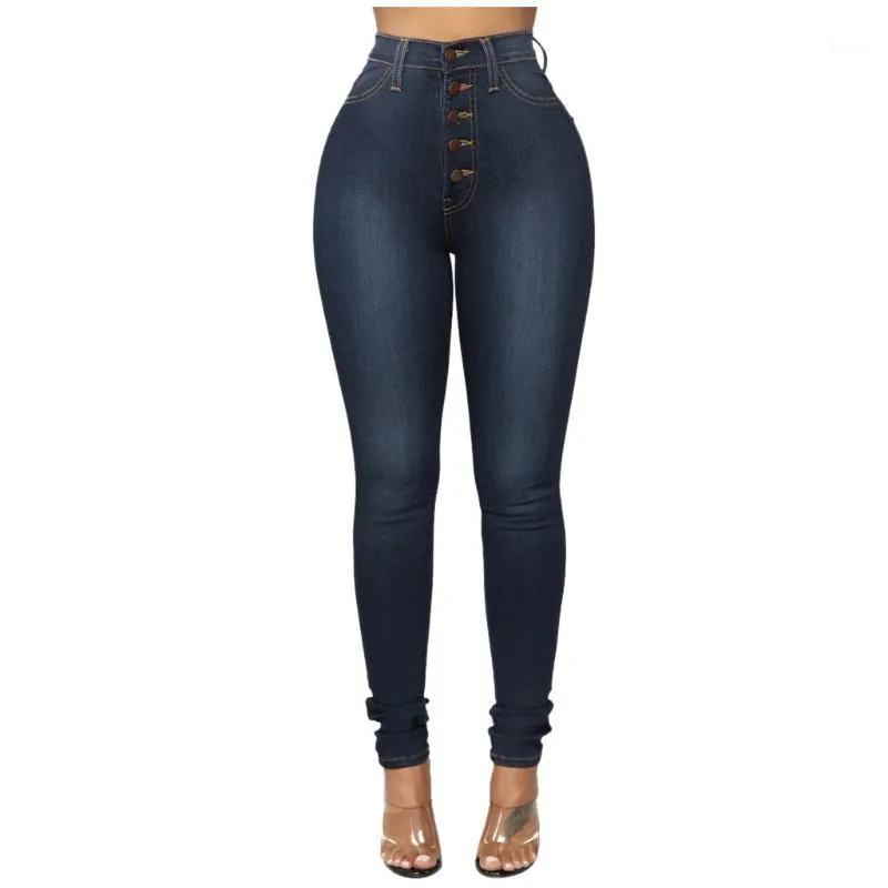 Jeans feminino Mulher Cintura alta Plus Size Stretch Slim Verão Primavera Calças Comprimento Completo Skinny Grande Denim 5xl @ D131