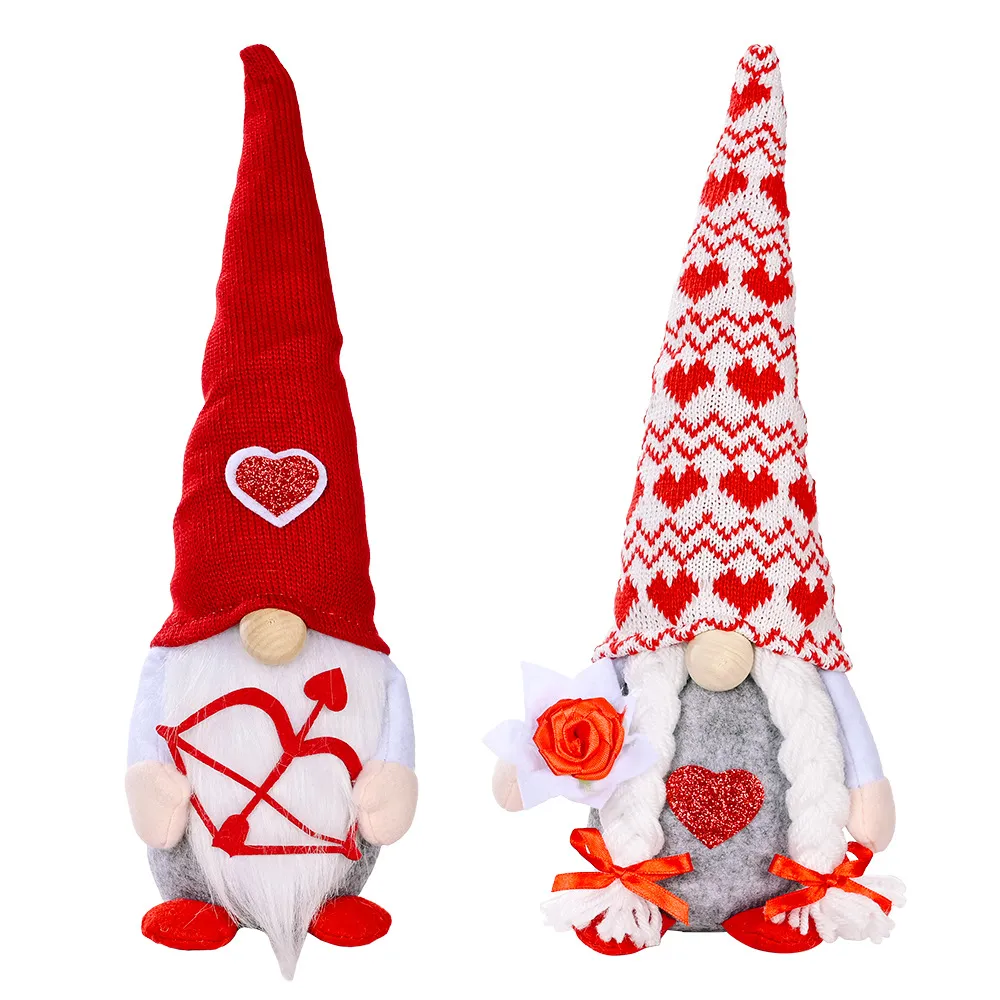 パーティー用品バレンタインデーの装飾豪華なGnomes人形ホームテーブルバレンタインエルフ装飾品甘いバレンタインギフトXBJK2201