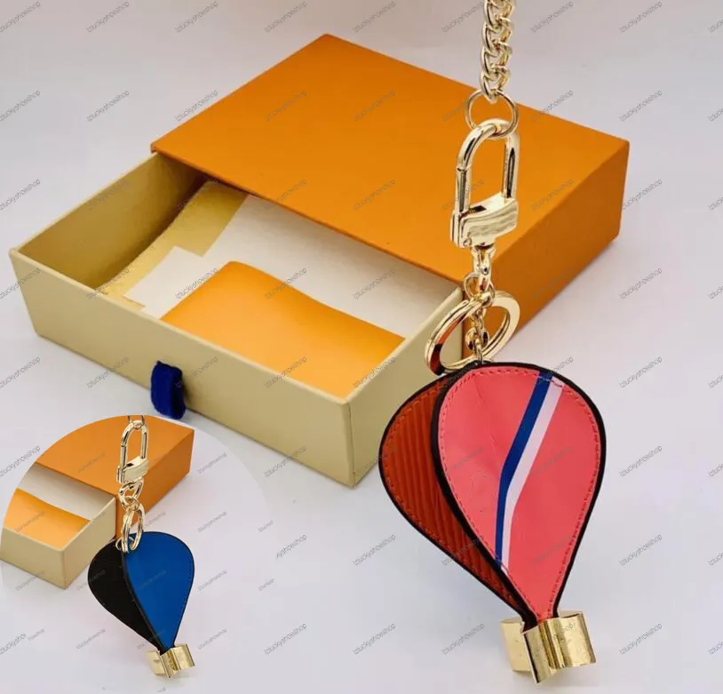 Heißluftballon-Schlüsselanhänger, Unisex, Modedesigner, Leder-Schlüsselanhänger, Handtasche, niedliche handgefertigte Taschen, Auto-Schlüsselanhänger, Anhänger, Schnalle mit Box