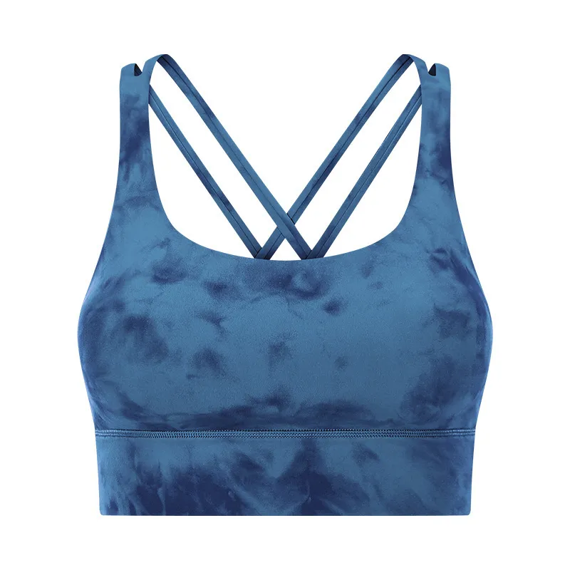 LU-002 Tie Dye Reggiseno sportivo Cross Back Yoga Canotta Canottiera Canottiera Abbigliamento da palestra Intimo donna Imbottiture Crop Top Corsa Fitness Abbigliamento da allenamento