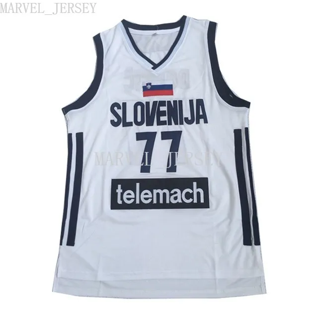 Custom Custom Slovénie Luka Doncic 77 Jersey Blanc Basketball XS-5XL NCAA