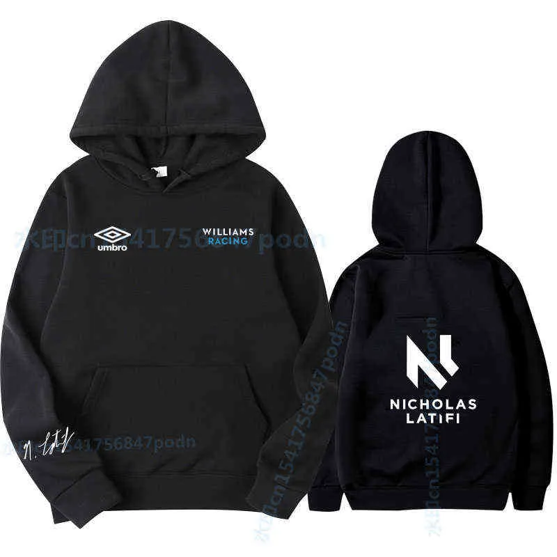 2021 Sonbahar Kış Formula Bir Racer Nicholas Latifi F1 Williams Takım Yarışı Hayranları Hoodie Takımı Erkekler / Kadınlar Büyük Boy Hoodies G1229