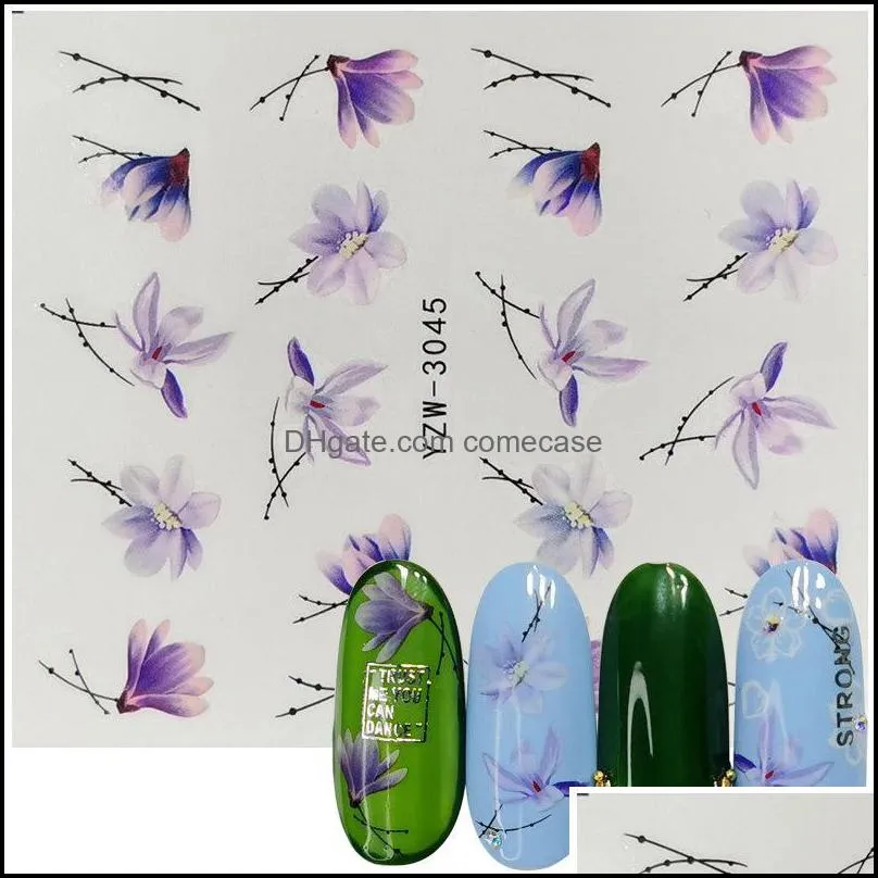 Stickers & Decals 1 Sheet Nails Sticker 3D Flower Leaves Slider Water Transfer Nail For Manicure Art DIY Decoration