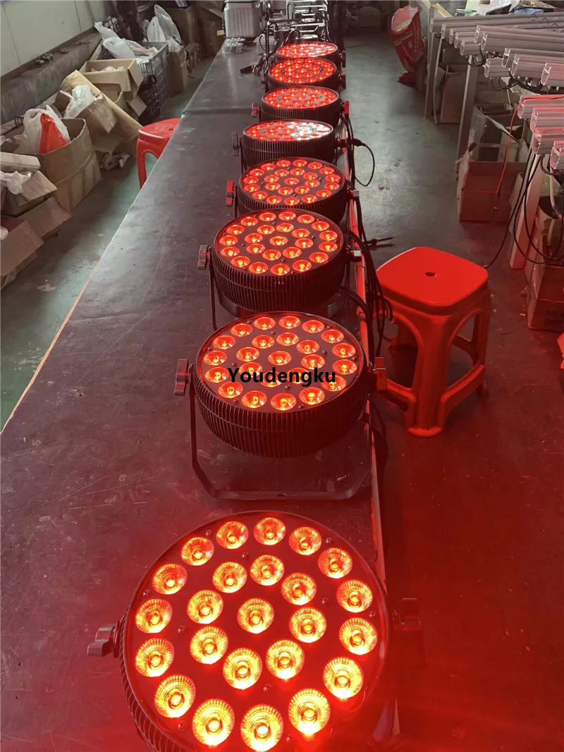 12pcs LED 라운드 파 무대 조명 24 * 10W 파 64 LED 플랫 파리 RGBW 결혼식 파티 디스코 조명