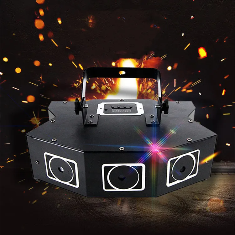 DMX512 LED Etap Laser Lighting Dźwięk Aktywowany 3 Otwory RGB Laser Spotlight Disco Rotating Strobe Light for KTV Bar Party