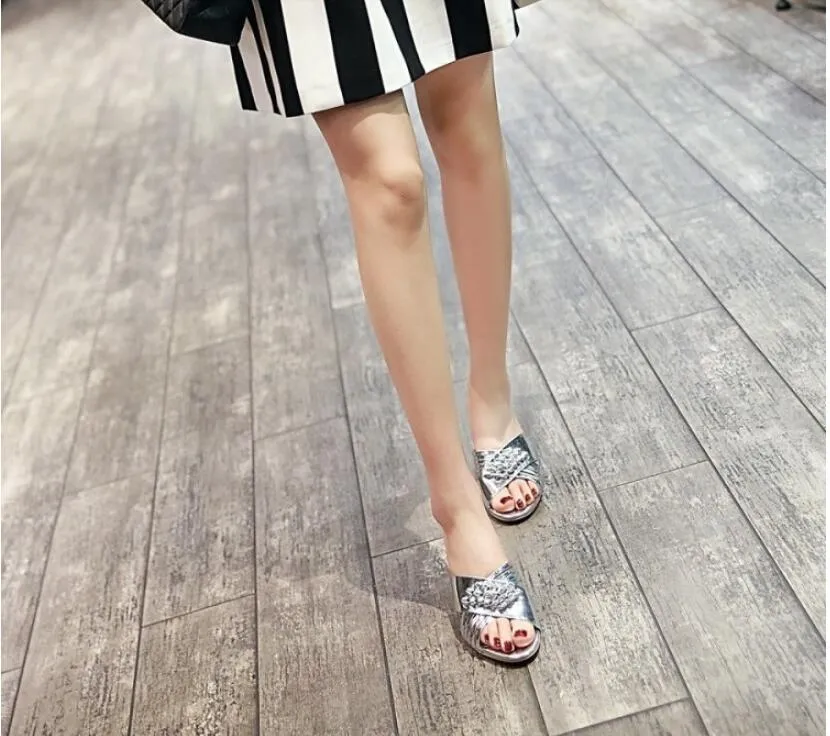 2021 hot selling women`s thick heel sandals shoes office lady casual red slides sandals green short heels girls fashion black suede 42 #P76