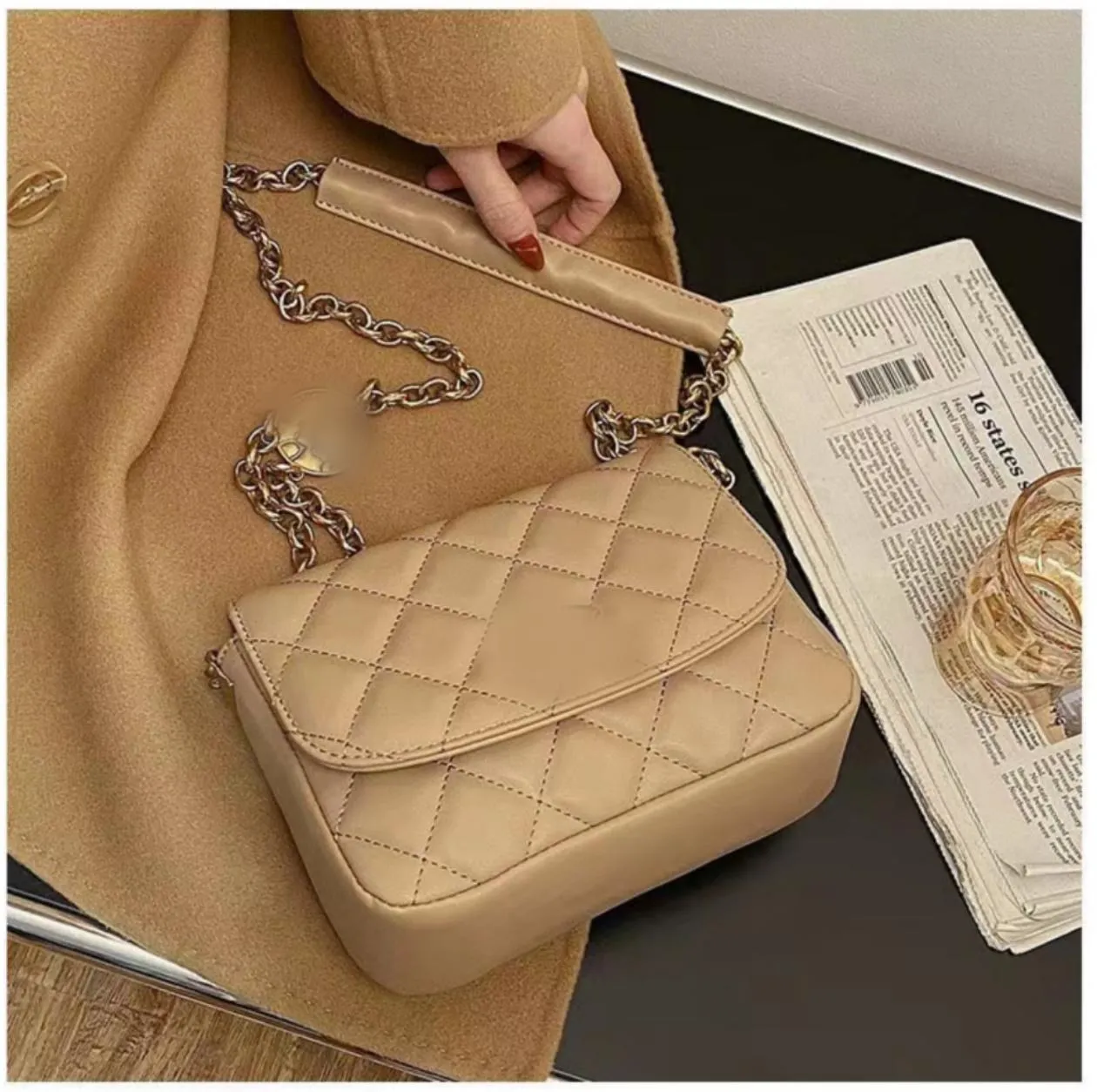 2022 Net Red Lingge Chain Embroidery Thread Small Square Bag Fang Fatzi Cross-border Handbag Shoulder Bag