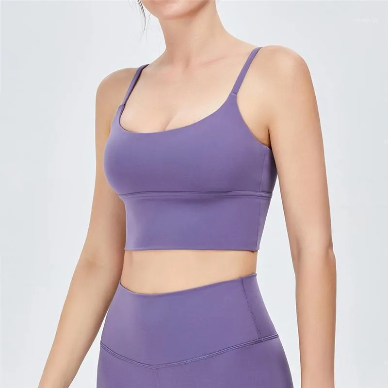 Abbigliamento da palestra YOGA da donna Reggiseno sportivo Tracolla sottile Canotte Senza fili Intimo fitness Abiti solidi Sensazione di nudo Push-up