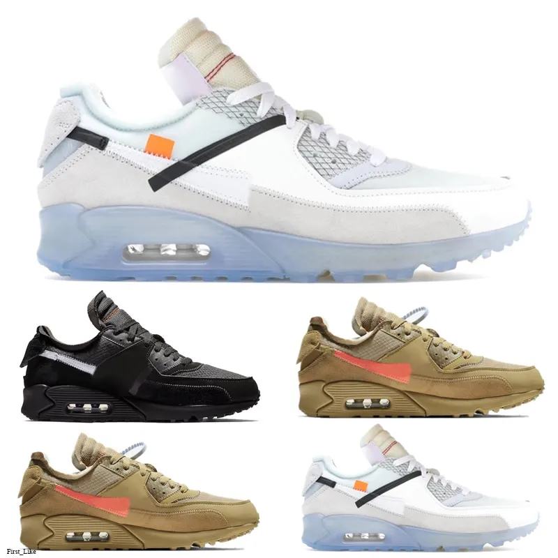 OFF-WHITE x Nike Air Max 90 Мужчины Run обувь Designer Desert Ore Кубок мира Тройной Белый Черный Красный от кроссовки Кроссовки классические спортивные Chaussures Zapatos