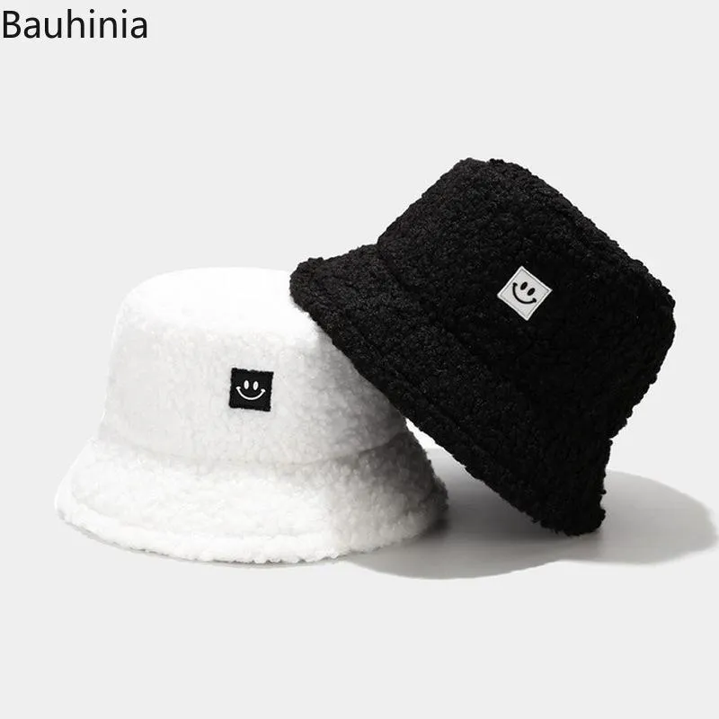 Breda randen hattar bauhinia 2021 vinter varm panama hink hatt män kvinnor tryck faux päls hip hop gorros fiske fiskare1