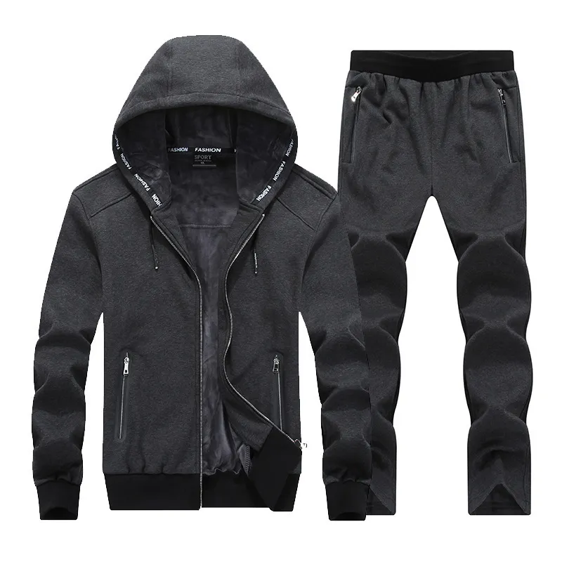 Mens Plus Size Sportswear 9XL Fleece Jogging Suit Warm Running Set