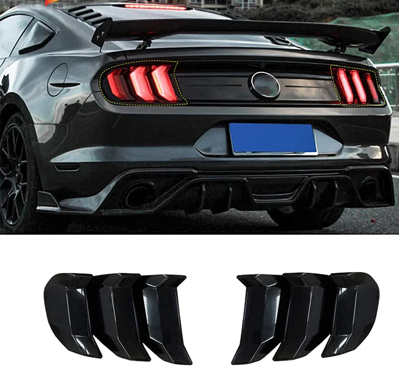 Black Tail Light Lamp Cover Guard Trim Frame Bezels voor Ford Mustang 2018 Up Exterior Accessoires