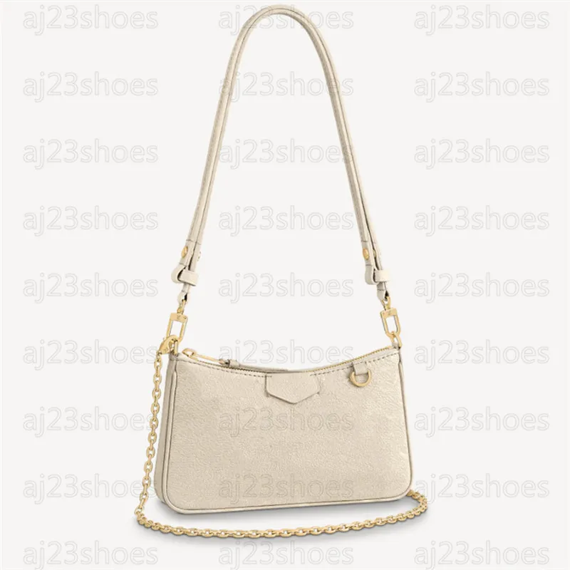 Cream White Women Luxurys designer Borse Borse in rilievo con fiori a forma di lettera Borse a tracolla classiche nere Borsa facile sul cinturino M81066 M80349