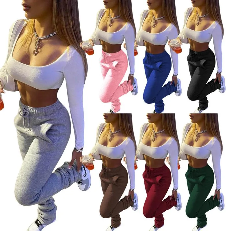 Stylish 2021 Winter Stacked Sweatpants For Women Thick Cotton